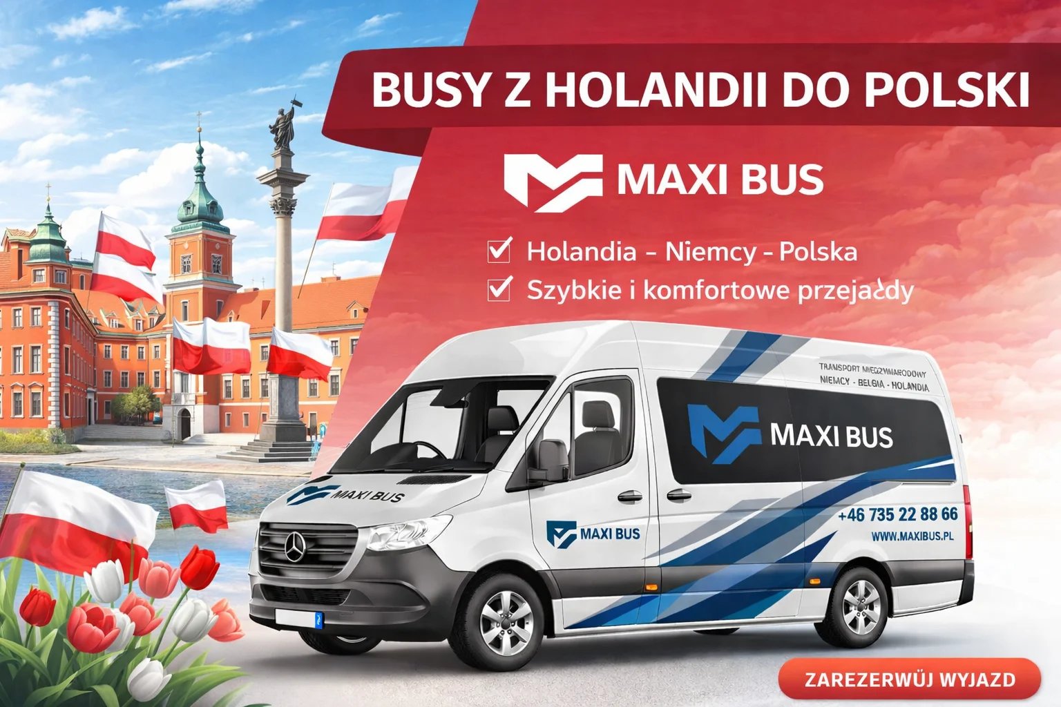 Busy z Holandii do Polski Maxi Bus